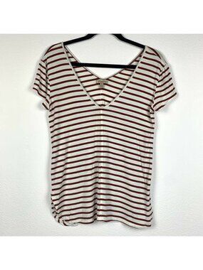 ✨3/$30  Anthropologie Bordeaux S Striped V Neck Top